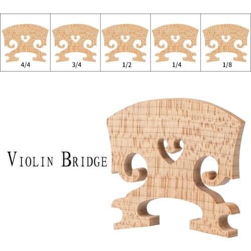 NAOMI 1PC Natural Dry Maple Wood Acoustic Violin Bridge Violin Parts W/ Different Size 4/4 3/4 1/2 1/4 1/8