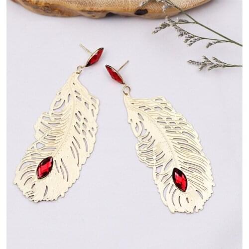 New Trendy Hollow Leaf Filigree Earrings for Women Rhinestone Silhouette Drop Earrings Fashion Jewelry Accessories Hot Sale Gift