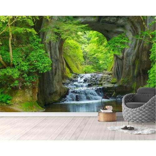 Beibehang Custom wallpaper fresh water forest TV background walls green rural style living room bedroom background 3d wallpaper
