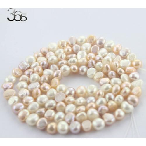 Free Ship 6-8mm Long Strand Handwork DIY Necklace Jewelry Making (White Pink Purple) Natural Freshwater Pearl Beads 34"
