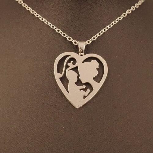 Mothers Day Mom&Baby Mama Kids Love Heart Pendant Necklace Gold Silver Plated Jewelry For Women Male Female Girls 107