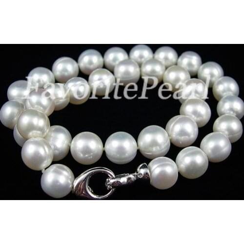 Favorite Pearl Necklace Large Size 12-13mm White Color Freshwater Pearl Necklace 18 inches Fine Jewelry Charming Women Gift
