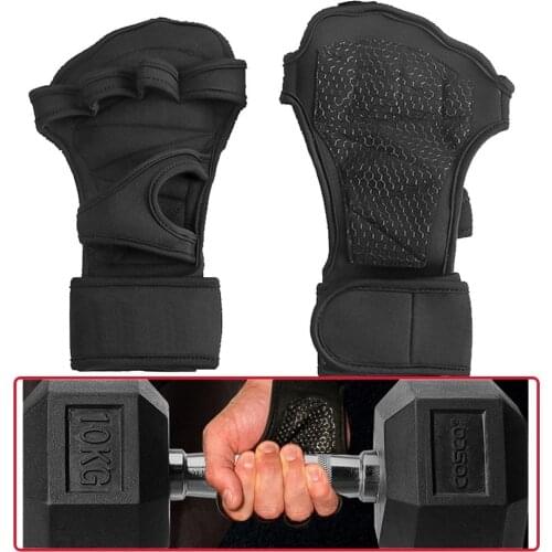 Gym Weight Lifting Fitness Gloves With Wrist Wraps Silicone Gel Full Palm Protection Gym Workout Gloves Power lifting Equipment