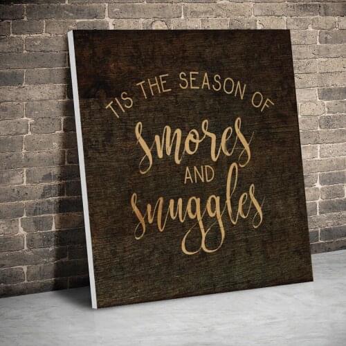 Framed Smores and Snuggles Christmas Posters Canvas Paintings Wall Art Canvas Prints Pictures Kids Room Home Wood Inner Frame