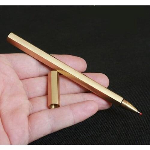 Handmade pure hexagonal brass signature metal gel pen creative gifts 5pcs/lot