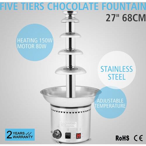 27" Fondue Cheese Maker 5 Tiers Waterfall Stainless Steel Chocolate Fountain