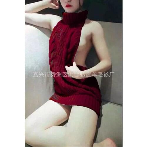 Sweater Backless Sweater Turtleneck Sleeveless Vest Open Back Pullover Knitted Sweater Women Sweaters Cosplay