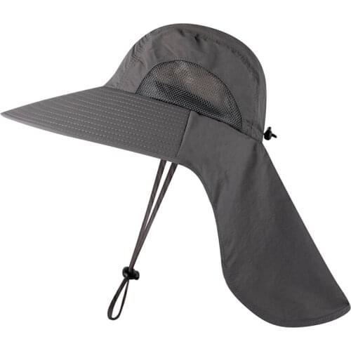 Outdoor Sunshade Flap Cap Unisex Wide Brim Fordable Mesh Sweatband Neck Cover Bucket Hats Sportswear Fishing Accessories