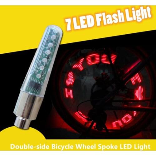Bicycle Wheel Spoke LED Light Lamp Cycle Tyre Tire Wheel Valve 7 Flash Light with Bright Bike Words Cycling Light Accessories