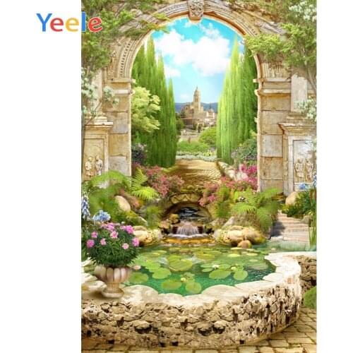 Vintage Arch Pond Flowers Park Wedding Scene Photocall Photography Backgrounds Custom Photo Backdrops For Photo Studio