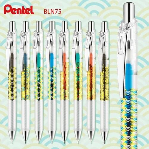 Japanese Pentel limited quick-drying gel pen BLN75 transparent rod color core 0.5mm push-type student water pen signature pen in