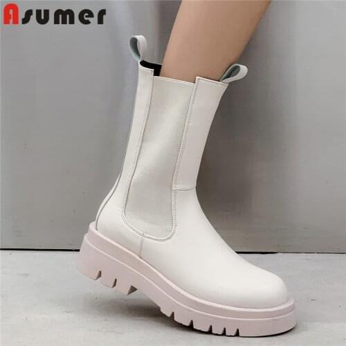 ASUMER Plus size 34-43 New fashion women boots brand slip on platform ankle boots round toe British style Chelsea boots female