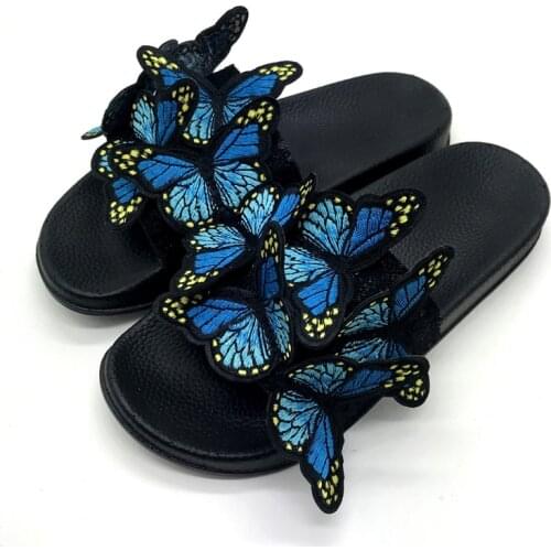 New Arrival Fashion Womens Slippers Euro Popular Summer Butterfly-Knot Embroidery Slides Outside Large Size Female Sandals