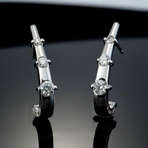 ZHOUYANG Stud Earrings For Women Simple Style Geometric Hook Type Bamboo Zirconia Silver Color Party Gift Fashion Jewelry KBE220