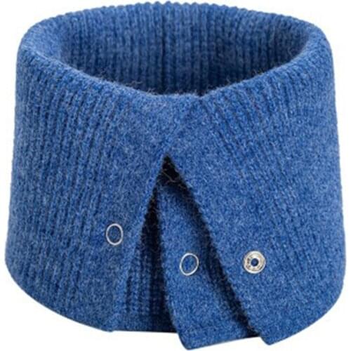 Winter Wool Knit Button Warm Scarf Female Cashmere Stretch Thick Collar Neck Guard Scarves Women Windproof Cycling Pullover O41