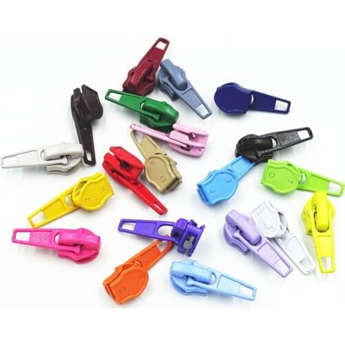 100Pcs 5# 10 Colors Nylon Coil Auto Lock Zipper Puller DIY Sewing Tool