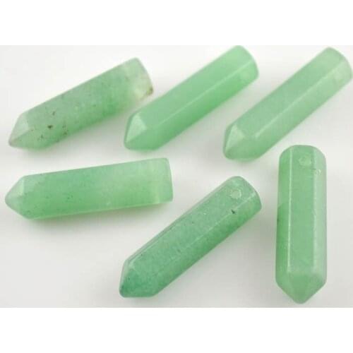 12 Beads 8x30mm Natural Green Aventurine Crystal Point Shape Beads For Pendant Jewelry Making Materials