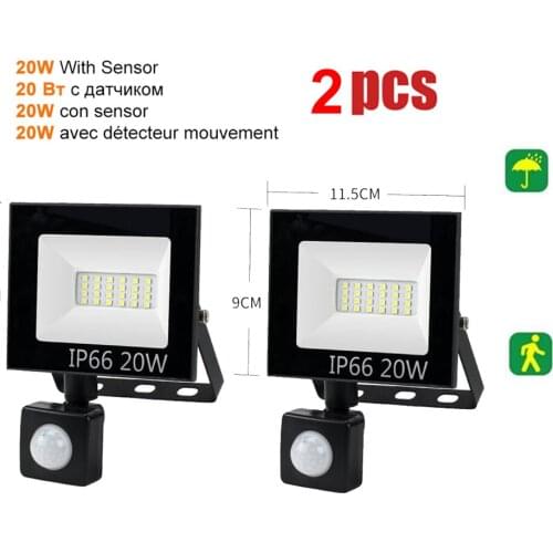 2 pcs 220V 10-100W LED FloodLight Spotlight Exterior Street wall reflector LED Light Lamp PIR Motion Sensor Garden Light Night S