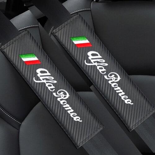 2pcs Car Seat Belts Covers Padding Carbon Fiber Belt Shoulder Sleeve For alfa romeo 159 147 156 giulietta 147 159 mito Stelvio