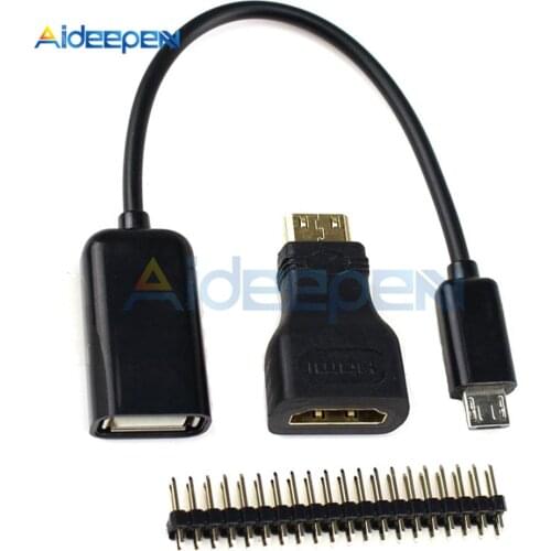 3 in 1 Raspberry Pi Zero Adapter Kit Mini HDMI to HDMI Adapter + Micro USB to USB Female Cable+ GPIO Header for Raspberry Pi W