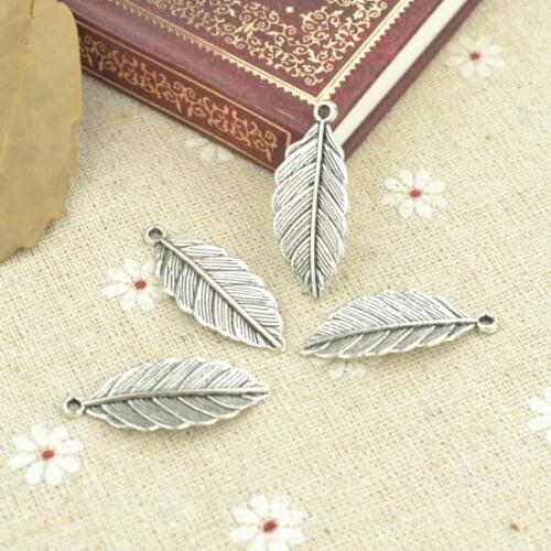 30pcs alloy Tibetan Silver Plated tree leaf Charms Pendants for Jewelry Making DIY Handmade Craft 31*18mm Q305