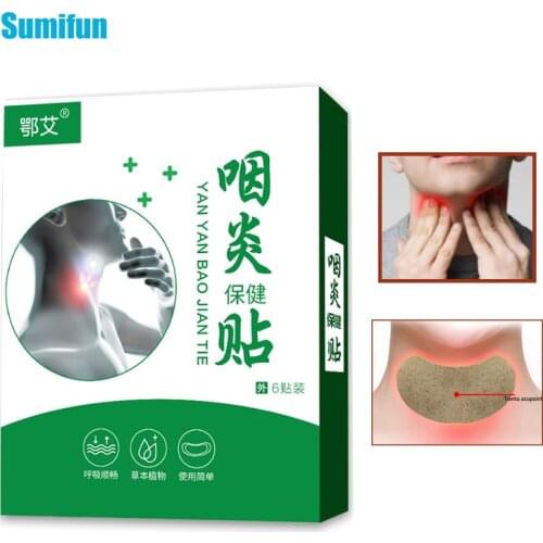 6pcs/box Anti Inflammation Pharyngitis Patch Herbal Sore Throat Patch Chinese Medical Plaster Chronic Pharyngitis Stickers C2549