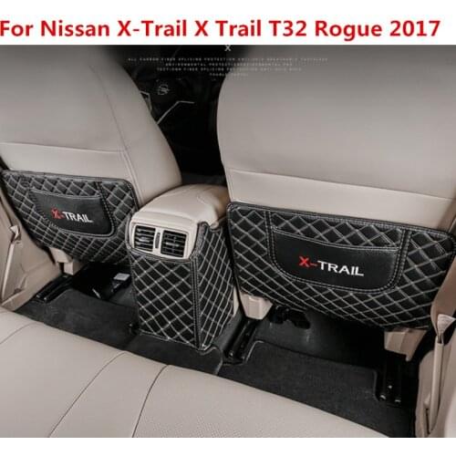 Car armrest box Back row anti kicking pad holster Artificial Leather For Nissan X-Trail X Trail T32 Rogue 2017-2020