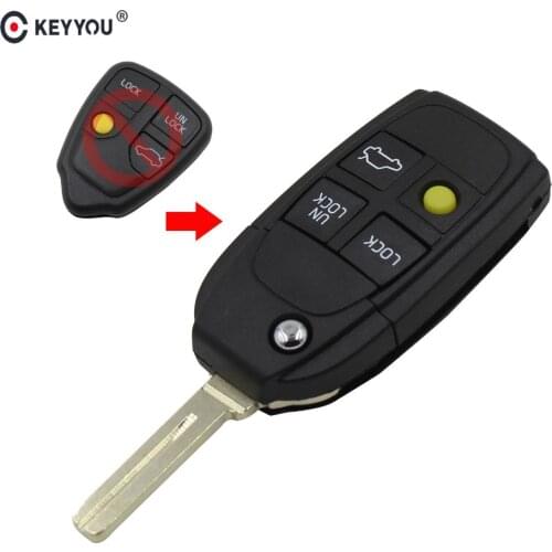 KEYYOU 10pcs Modified Remote Car Key Shell Case 4 Buttons key For Volvo XC70 XC90 V40 V50 V70 V90 C30 C70 S40 S60 S70 S80