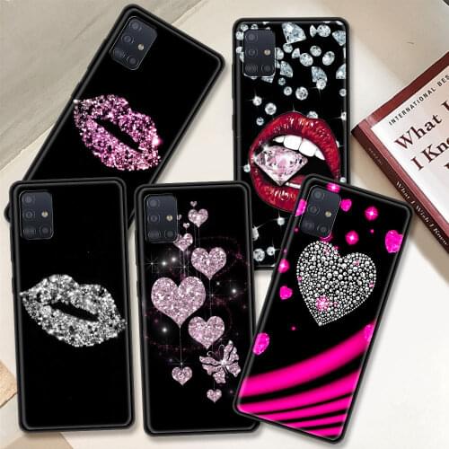 Crystal Cool Diamond Phone Case For Samsung Galaxy A51 A71 A21s A31 A41 A11 A01 M30s M31 M51 Black Soft Silicone Covers