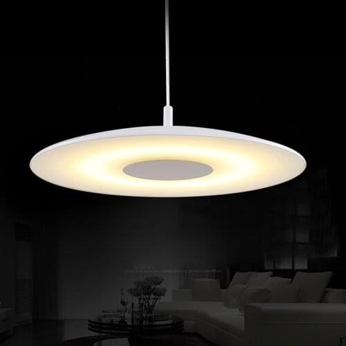 D50cm Modern White Warm Acrylic Paint Round Circle Hanging Lamp 24w Led Dining Room Pendant Light Household Suspend Lighting Ing