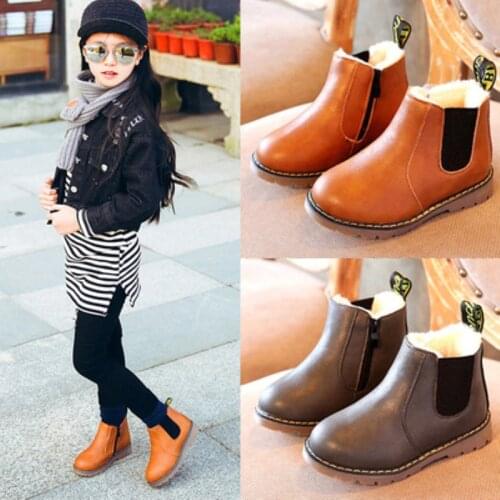 2021 Winter Childrens Boots Girls Boys Plush Martin Boots Casual Warm Ankle Shoes Kids Fashion Sneakers Baby Snow Boots
