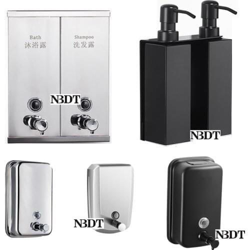 500ML 800ML 1200ML Single Double Triple Wall Mounted Bathroom SUS 304Soap Shampoo Lotion Dispenser Pump Action Matte Black