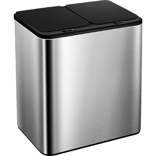 18L/24L Dual Trash Bin Home Kitchen Touchless Automatic Garbage Classification Can Stainless Steel Recyclable Garbage Storage