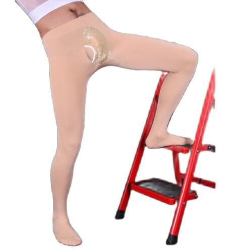 Plus Size Thin Fleece Pantyhose Vertical Opening Convex Pouch Stirrup Trousers Pencil Pants Autumn Winter Mens Leggings Pantalon