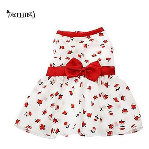 Summer dog dress pet skirt pet puppy vest dress summer clothing with bow tie soft cool material clothing for puppy dog