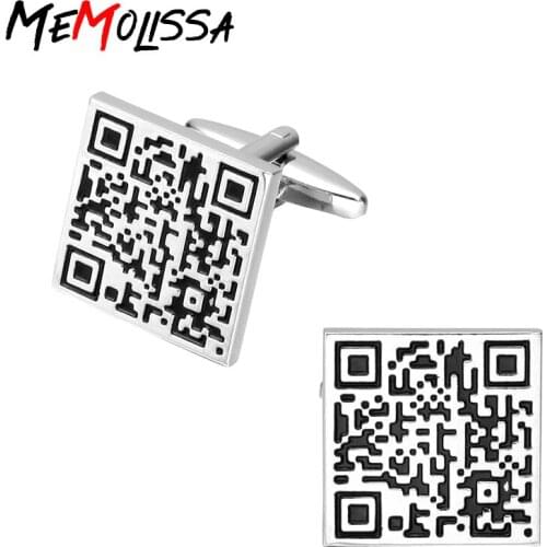 MeMolissa 3 pairs Black QR Code Design Cufflinks For Mens wholesale cuff links cuff nails French shirt High Quality abotoaduras