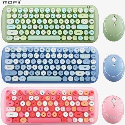 MOFii CANDY 1 Set Wireless Keyboard Colorful 1600DPI Mini 2.4G USB Optical Gaming Mouse for Laptop Notebook PC Girls Gift