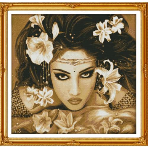 Charming woman cross stitch kit people 18ct 14ct 11ct count print canvas stitches embroidery DIY handmade needlework