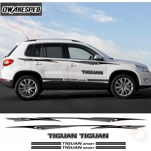 Both Side Car Door Side Skirt Stickers For-Volkswagen Tiguan Auto Body Waist Lines Stripes OFF ROAD Stripes Exterior Accessories