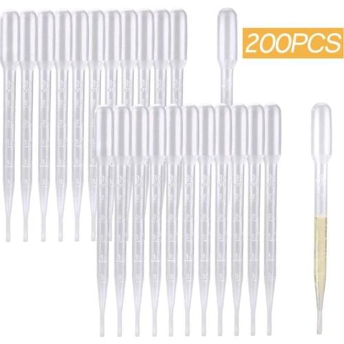 200pcs 3ML Plastic Transfer Pipettes with Scale, Essential Oils Dropper for Lab and Makeup,Essential Oils & Science Laboratory