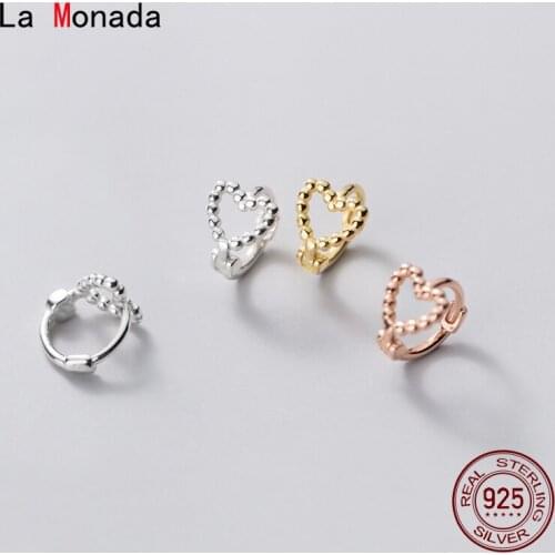 La Monada Bead Heart Hoop Earrings For Women Silver 925 Fine Women Earrings Jewelry Minimalist Hoop Earrings 925 Silver Women