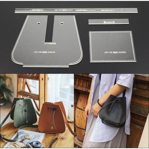 1Set DIY leather Template craft sewing pattern women shoulder bag Acrylic template set 17x17x20cm