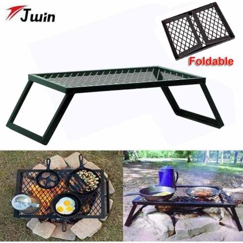 Folding Campfire Grill For Cooking Open Fire Foldable BBQ Grill Rack Portable Camping Grill Barbecue Grill for Outdoor Accessory