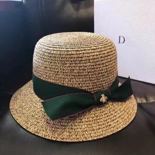 Sun Hats Small Bee Straw Hat European And American Retro Gold Braided Hat Female Loose Sunscreen Sunshade Flat Cap Visors Hats