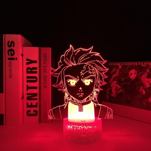 Anime Demon Slayer Kamado Tanjirou LED White Base Night Light for Brithday Gift Bedroom Decor Light Manga Room Desk 3D Lamp