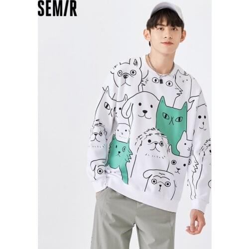 SEMIR Sweatshirt Men O Neck 2021 New Autumn Trend Japanese Creative Animal Full Print Boys Tide Brand Hoodie