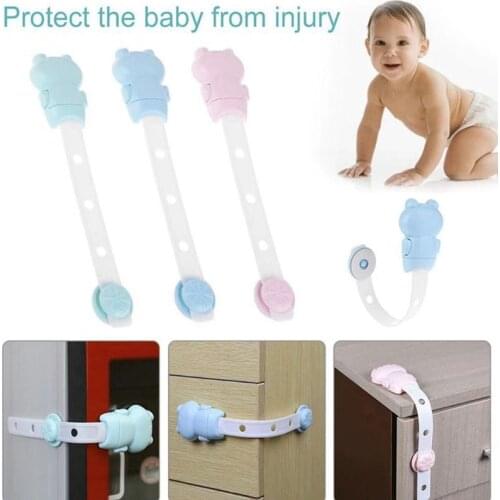 3Pcs Lengthened Baby Cartoon Style Anti-finger Drawer Lock Cabinet Door Lock Snap Refrigerator Lock