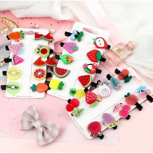10PCS/Set Sweet Girl Candy Fruit Hair Clip Cute Apple Cherry Grape Hairpin Fashion Headband Barrettes Kids Hair Accessories Gift