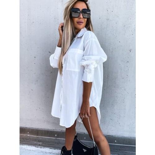 Nowsaa Women Vintage Blouses Tunic 2021 Buttons Asymmetrical Long Shirts Celmia Autumn Long Sleeve Lapel Casual Loose Top