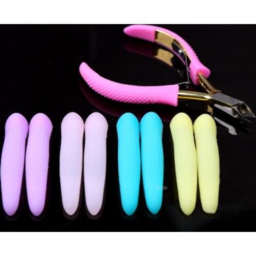 2 pair nail art cuticle scissors handle cover nail trimmer cutter silicone case sleeve manicure tools